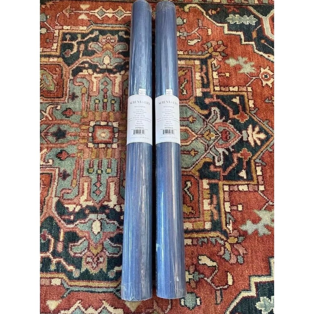 NEW Serena & Lily Solid Grasscloth Wallcovering-French Blue